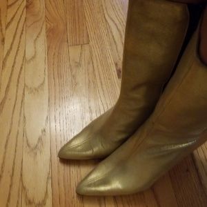 Gold Mid Calf Boots